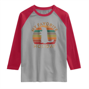 Groundhog Day Raglan Shirt My Favorite Holiday Ground Hog Shadow Retro Sunset TS02 Sport Gray Red Print Your Wear