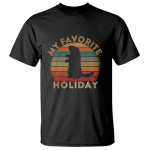 Groundhog Day T Shirt My Favorite Holiday Ground Hog Shadow Retro Sunset TS02 Black Print Your Wear