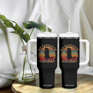 Groundhog Day Tumbler With Handle My Favorite Holiday Ground Hog Shadow Retro Sunset TS02 Print Your Wear
