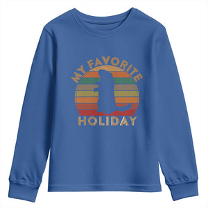 Groundhog Day Youth Sweatshirt My Favorite Holiday Ground Hog Shadow Retro Sunset TS02 Royal Blue Print Your Wear
