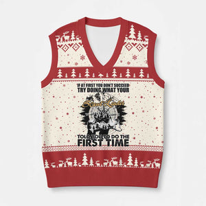 Funny Scouting Adventure V-Neck Knit Sweater Vest Doing What Your Scout Leader Told You To Do Camping Compass TS02 Beige Red Print Your Wear