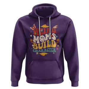 Retro Groovy Weird Moms Build Character Hoodie Funny Mom Life Mother's Day Gifts TS02 Purple Printyourwear