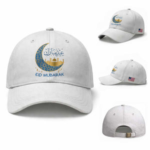 Eid Mubarak Crescent Moon Mosque Baseball Cap Arabic Calligraphy Islamic Celebration Gift