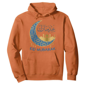 Eid Mubarak Crescent Moon Mosque Hoodie Arabic Calligraphy Islamic Celebration Gift TS02 Orange Print Your Wear