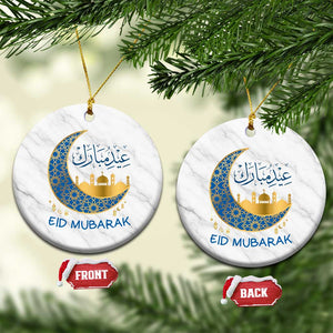 Eid Mubarak Crescent Moon Mosque Ceramic Ornament Arabic Calligraphy Islamic Celebration Gift TS02 1pc White Marble Print Your Wear