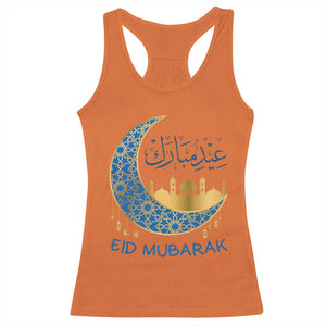 Eid Mubarak Crescent Moon Mosque Racerback Tank Top Arabic Calligraphy Islamic Celebration Gift TS02 Orange Print Your Wear