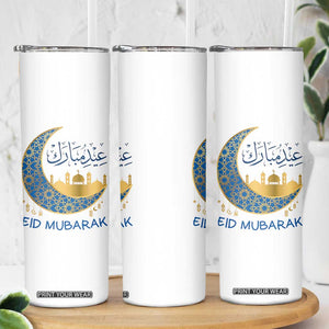 Eid Mubarak Crescent Moon Mosque Skinny Tumbler Arabic Calligraphy Islamic Celebration Gift TS02 Print Your Wear