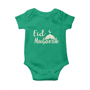 Eid Mubarak Mosque Silhouette Baby Onesie Islamic Holiday Celebration TS02 Irish Green Print Your Wear