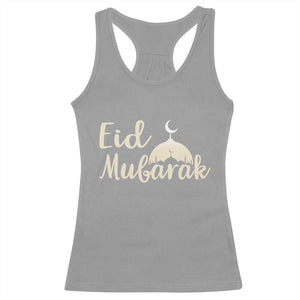 Eid Mubarak Mosque Silhouette Racerback Tank Top Islamic Holiday Celebration TS02 Sport Gray Print Your Wear