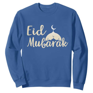 Eid Mubarak Mosque Silhouette Sweatshirt Islamic Holiday Celebration TS02 Royal Blue Print Your Wear