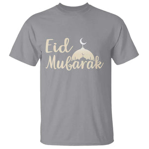 Eid Mubarak Mosque Silhouette T Shirt Islamic Holiday Celebration TS02 Sport Gray Print Your Wear