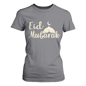 Eid Mubarak Mosque Silhouette T Shirt For Women Islamic Holiday Celebration TS02 Charcoal Print Your Wear