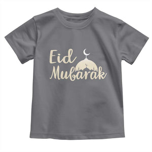 Eid Mubarak Mosque Silhouette Toddler T Shirt Islamic Holiday Celebration TS02 Charcoal Print Your Wear
