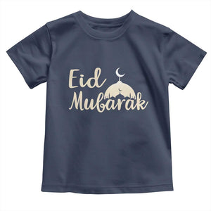 Eid Mubarak Mosque Silhouette Toddler T Shirt Islamic Holiday Celebration TS02 Navy Print Your Wear