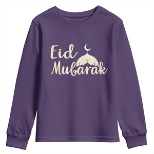 Eid Mubarak Mosque Silhouette Youth Sweatshirt Islamic Holiday Celebration TS02 Purple Print Your Wear