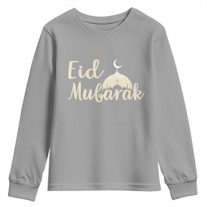 Eid Mubarak Mosque Silhouette Youth Sweatshirt Islamic Holiday Celebration TS02 Sport Gray Print Your Wear