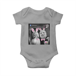 Funny Easter AI Baby with John Pork Meme Baby Onesie There Is Motion at Your Front Door Notification Humor TS02 Sport Gray Print Your Wear