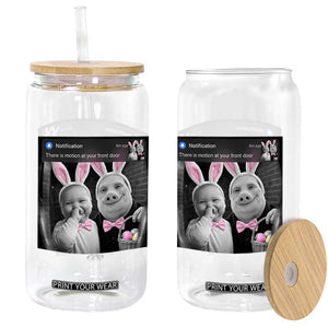 Funny Easter AI Baby with John Pork Meme Glass Can There Is Motion at Your Front Door Notification Humor TS02 Print Your Wear