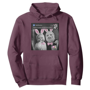 Funny Easter AI Baby with John Pork Meme Hoodie There Is Motion at Your Front Door Notification Humor TS02 Maroon Print Your Wear