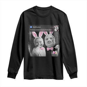 Funny Easter AI Baby with John Pork Meme Long Sleeve Shirt There Is Motion at Your Front Door Notification Humor TS02 Black Print Your Wear