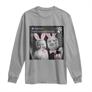 Funny Easter AI Baby with John Pork Meme Long Sleeve Shirt There Is Motion at Your Front Door Notification Humor TS02 Sport Gray Print Your Wear