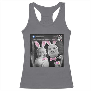 Funny Easter AI Baby with John Pork Meme Racerback Tank Top There Is Motion at Your Front Door Notification Humor TS02 Charcoal Print Your Wear