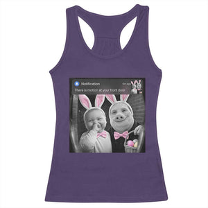 Funny Easter AI Baby with John Pork Meme Racerback Tank Top There Is Motion at Your Front Door Notification Humor TS02 Purple Print Your Wear