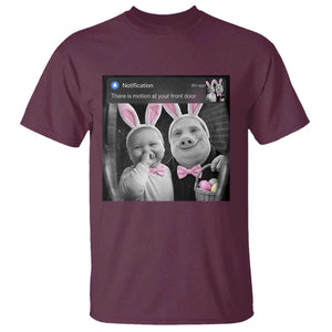 Funny Easter AI Baby with John Pork Meme T Shirt There Is Motion at Your Front Door Notification Humor TS02 Maroon Print Your Wear