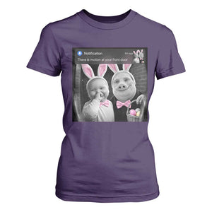 Funny Easter AI Baby with John Pork Meme T Shirt For Women There Is Motion at Your Front Door Notification Humor TS02 Purple Print Your Wear