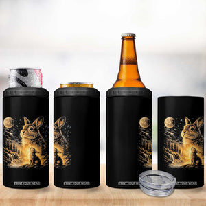 Mystical Moonlit Bunny Graphic 4 in 1 Can Cooler Tumbler Glowing Rabbit Under Full Moon Waterfall Nature Scene TS02 Print Your Wear