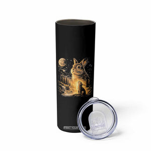 Mystical Moonlit Bunny Graphic Skinny Tumbler Glowing Rabbit Under Full Moon Waterfall Nature Scene TS02 Print Your Wear