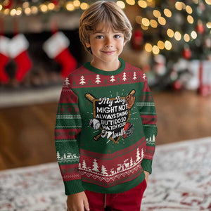 Funny Baseball Ugly Christmas Sweater My Boy Might Not Always Swing But I Do So Watch Your Mouth TS02 Christmas Print Your Wear