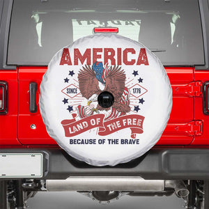 Patriotic American Eagle Spare Tire Cover Land Of The Free Because Of The Brave 1776 US Pride 4th of July TS02 White Print Your Wear