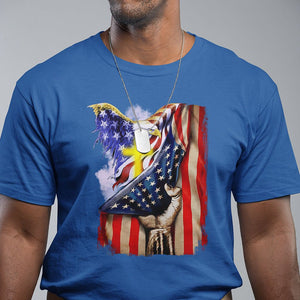Patriotic American Eagle T Shirt US Flag Christian Cross One Nation Under God TS02 Royal Blue Print Your Wear