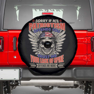 American Patriotic Skull Spare Tire Cover Sorry If My Patriotism Offends You US Veteran Patriots TS02 Black Print Your Wear