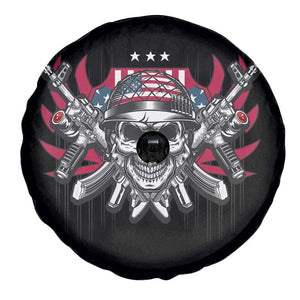 Patriotic Soldier Skull Spare Tire Cover - American Flag Military Pride Protection TS02 Print Your Wear