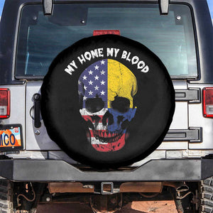 Colombian American Skull Spare Tire Cover My Home My Blood USA COL Flags TS02 No hole Black Print Your Wear
