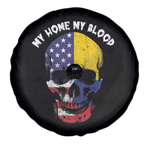 Colombian American Skull Spare Tire Cover My Home My Blood USA COL Flags TS02 Print Your Wear