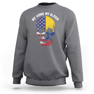 Colombian American Skull Sweatshirt My Home My Blood Flags TS02 Charcoal Print Your Wear