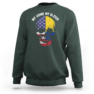 Colombian American Skull Sweatshirt My Home My Blood Flags TS02 Dark Forest Green Print Your Wear