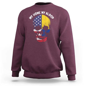 Colombian American Skull Sweatshirt My Home My Blood Flags TS02 Maroon Print Your Wear