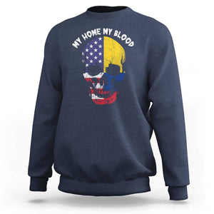 Colombian American Skull Sweatshirt My Home My Blood Flags TS02 Navy Print Your Wear