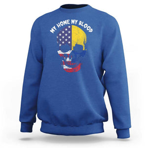 Colombian American Skull Sweatshirt My Home My Blood Flags TS02 Royal Blue Print Your Wear