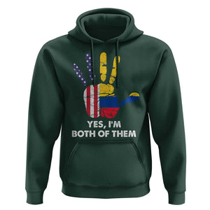 Colombian American Hoodie Yes I'm Both Of Them Flags Hand TS02 Dark Forest Green Print Your Wear