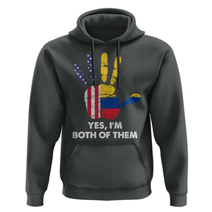Colombian American Hoodie Yes I'm Both Of Them Flags Hand TS02 Dark Heather Print Your Wear