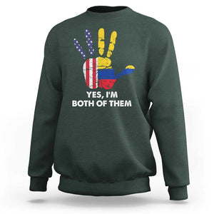 Colombian American Sweatshirt Yes I'm Both Of Them Flags Hand TS02 Dark Forest Green Print Your Wear