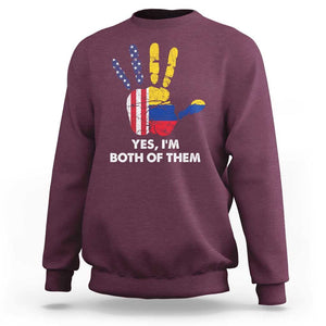 Colombian American Sweatshirt Yes I'm Both Of Them Flags Hand TS02 Maroon Print Your Wear