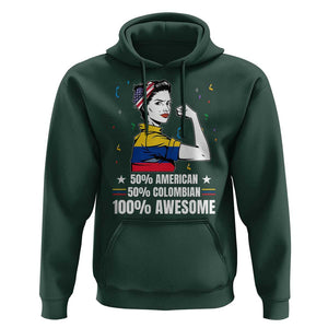 Colombian American Hoodie 50% American 50% Colombian 100% Awesome Messy Bun TS02 Dark Forest Green Print Your Wear