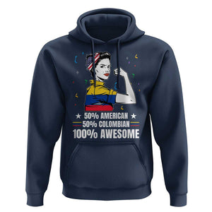 Colombian American Hoodie 50% American 50% Colombian 100% Awesome Messy Bun TS02 Navy Print Your Wear
