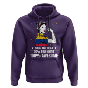 Colombian American Hoodie 50% American 50% Colombian 100% Awesome Messy Bun TS02 Purple Print Your Wear